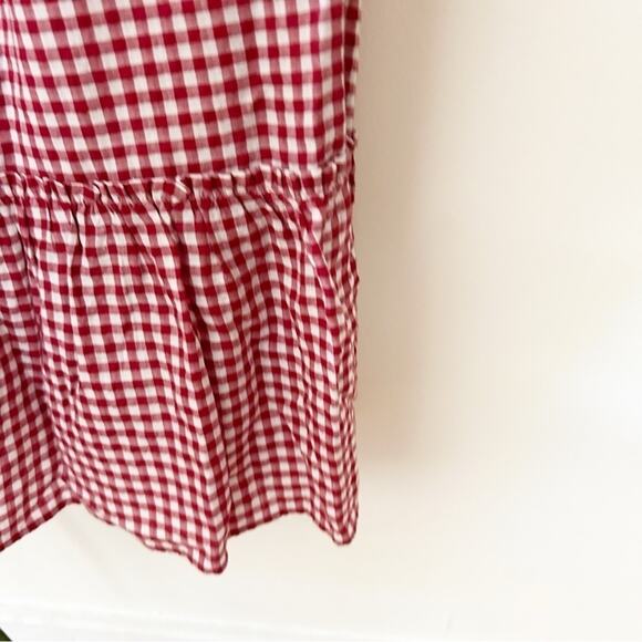 Zara Off the Shoulder Gingham Dress Red White Tiered Ruffle Sleeve Size M - Picture 5 of 10